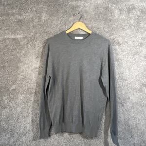 Collars & Co Mens Sweater Medium Gray Cashmere Blend Pullover Long Sleeve Warm